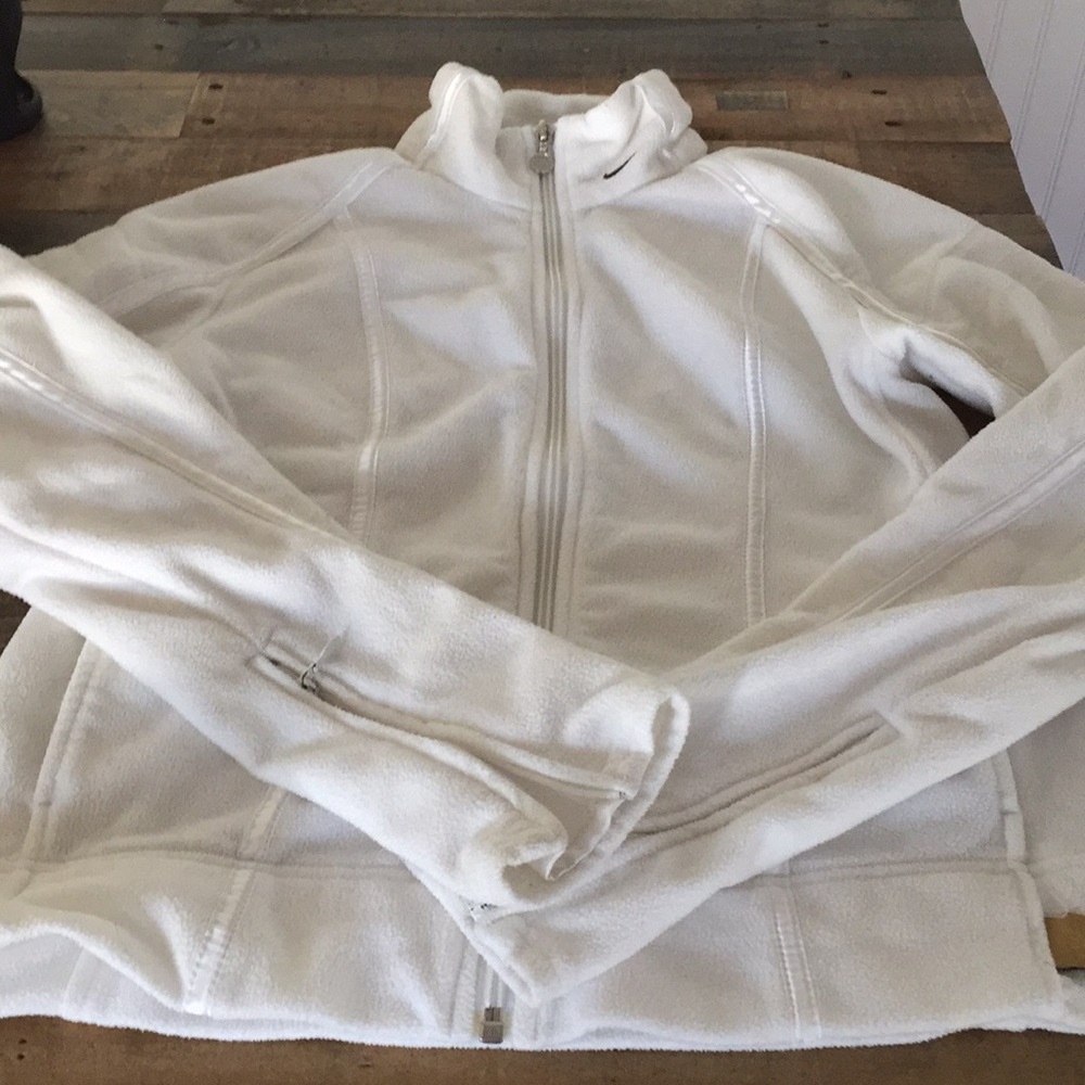 White fleece Nike sports top